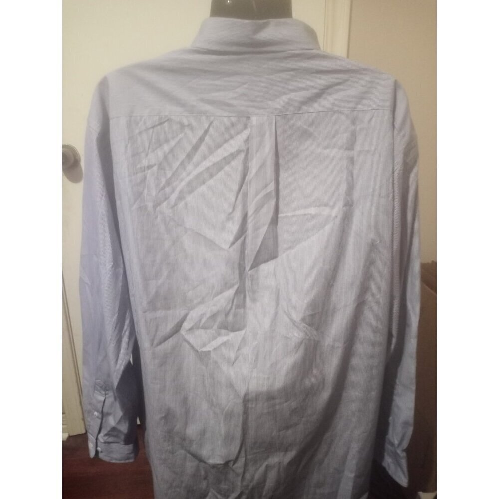 Roundtree & Yorke Men's Long-Sleeve Shirt 3XT Blue Striped Luxury Cotton NWT - Picture 7 of 13